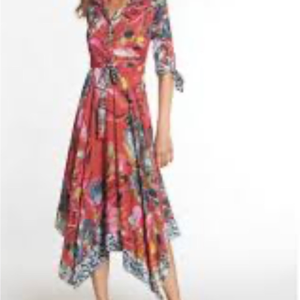 John Mark Vibrant Floral Asymmetrical Dress Sz L - Picture 4 of 13